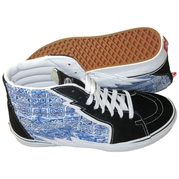 Vans Sk8-Hi Bolt Liquify Black Blue White Canvas Suede Skate shoes Sizes NIB main image 4
